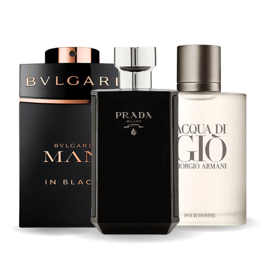 Zestaw 3 Perfum | Bvlgari In Black + Giorgio Armani Acqua Di Gio + L'Homme Prada Intense [100 ml każdy]